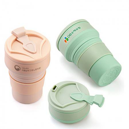 BPA Free 휴대용 접이식 실리콘 텀블러 500ml